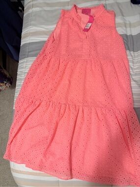 Lilly Pulitzer Coral Pink Eyelet Tiered Dress